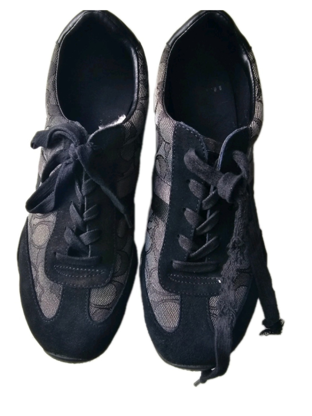 Coach Kelson Tennis Shoes Womens 8B Black Grey Signature Canvas Suede Low Tops - Picture 8 of 16